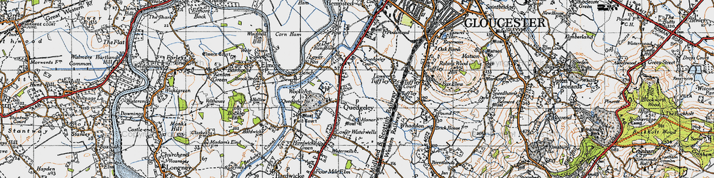 Old map of Quedgeley in 1947