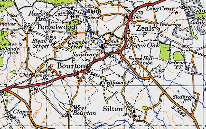 Old map of Feltham Fm in 1945
