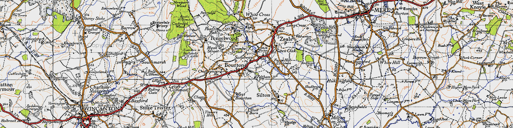 Old map of Queen Oak in 1945