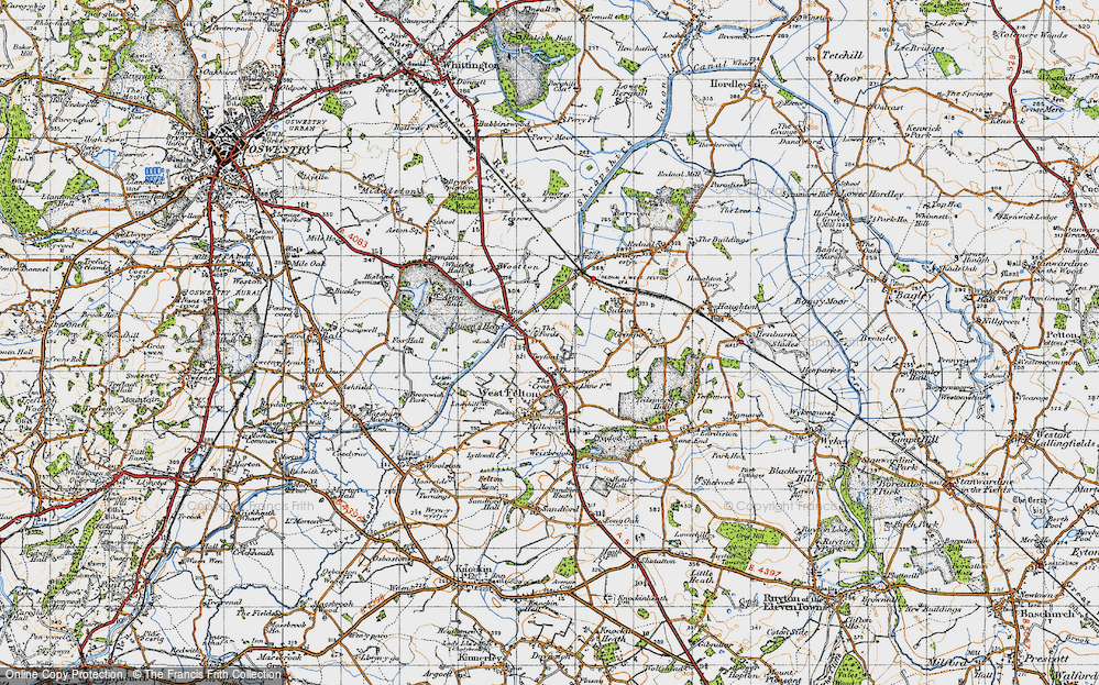 Old Map of Queen's Head, 1947 in 1947