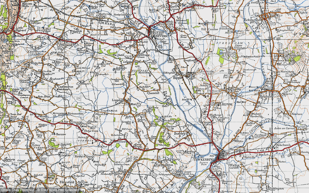 Old Map of Historic Map covering Bredon School in 1947