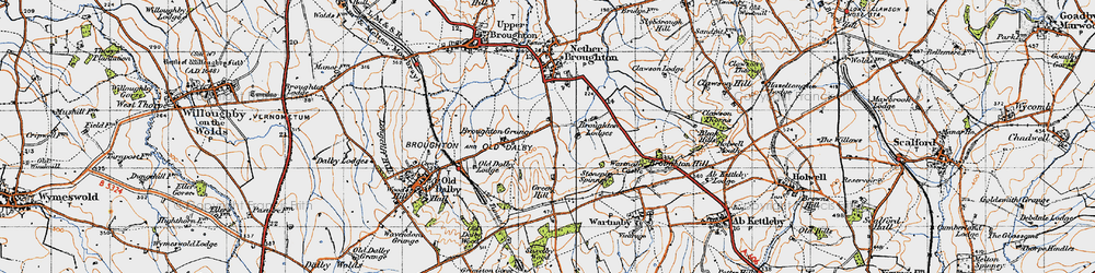 Old map of Queensway Old Dalby in 1946