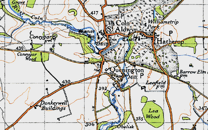 Old map of Quenington in 1947