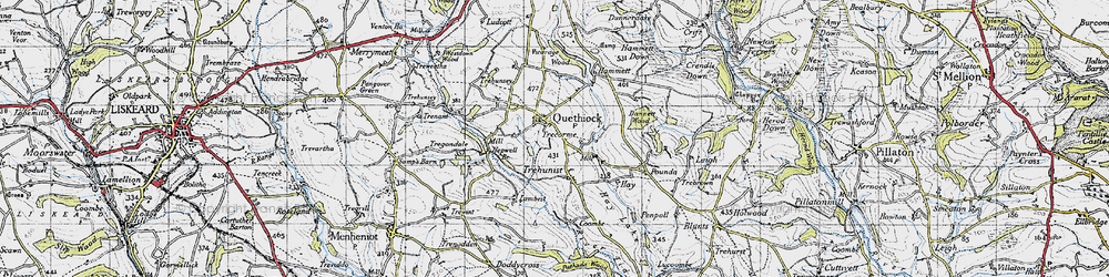 Old map of Quethiock in 1946