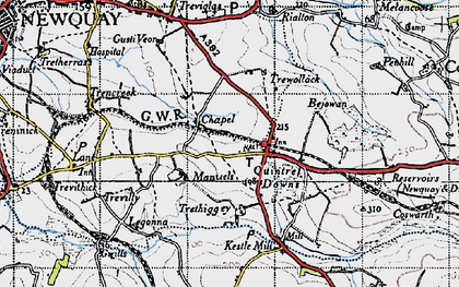 Old map of Quintrell Downs in 1946