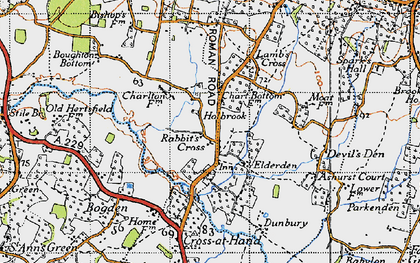 Old map of Rabbit's Cross in 1940