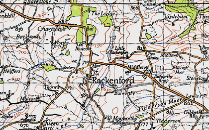 Old map of Bickham Barton in 1946