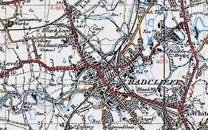 Old map of Radcliffe in 1947