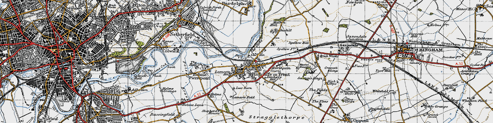 Old map of Radcliffe on Trent in 1946
