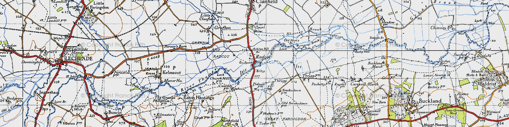 Old map of Radcot in 1947