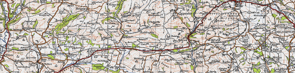Old map of Raddington in 1946