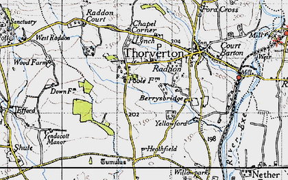 Old map of Raddon in 1946