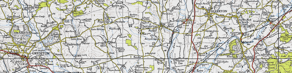 Old map of Raddon in 1946