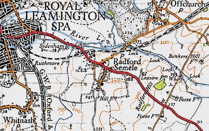 Old map of Radford Semele in 1946