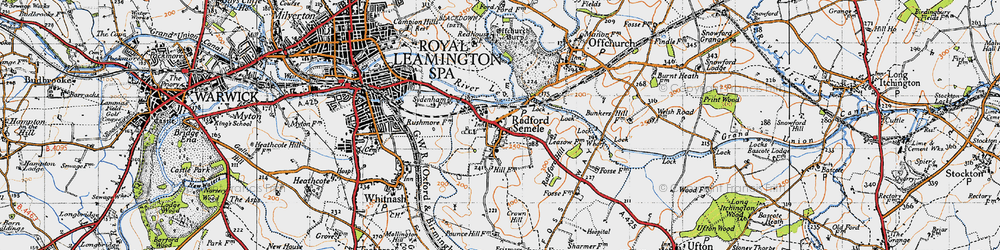 Old map of Radford Semele in 1946