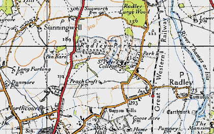 Old map of Radley Park in 1947