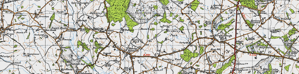 Old map of Radmore Wood in 1946