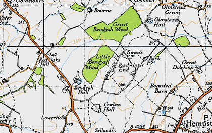 Old map of Bendysh Hall in 1946