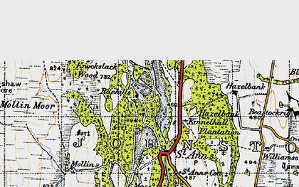 Old map of Bog Shaw in 1947