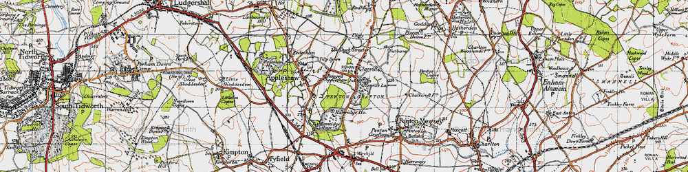 Old map of Ragged Appleshaw in 1945