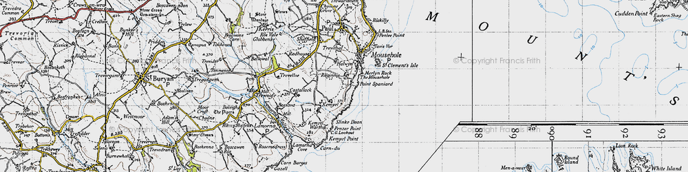 Old map of Zawn Organ in 1946