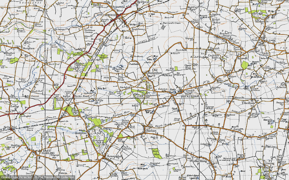 Old Map of Historic Map covering Buckenham Ho in 1946