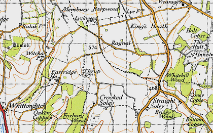 Old map of Ragnal in 1945