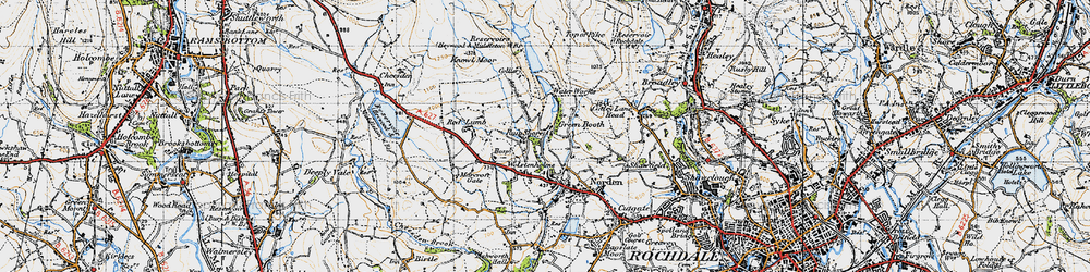 Old map of Rain Shore in 1947