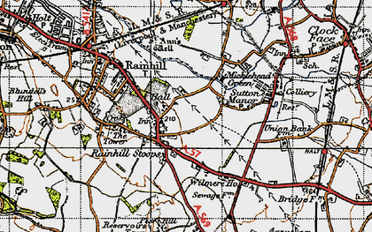 Old map of Rainhill Stoops in 1947