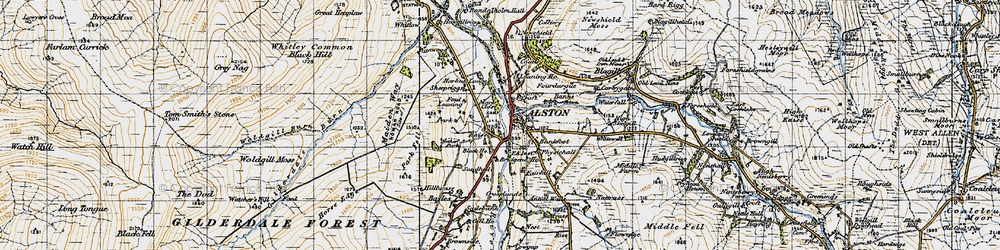 Old map of Raise in 1947