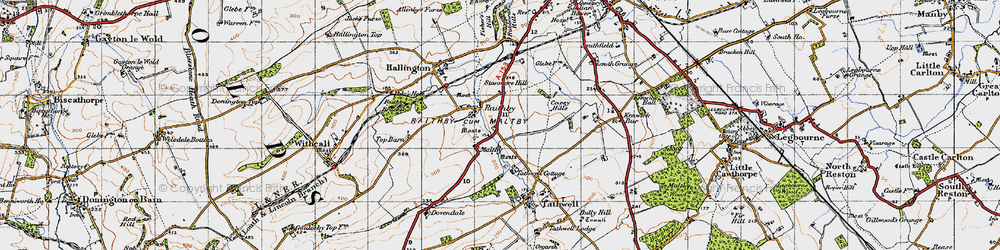 Old map of Raithby in 1946