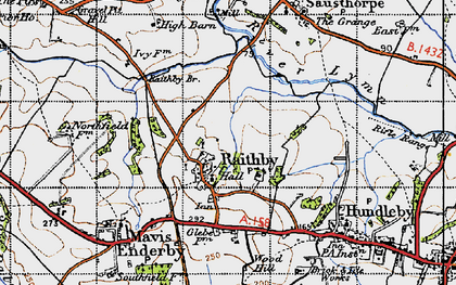 Old map of Raithby by Spilsby in 1946