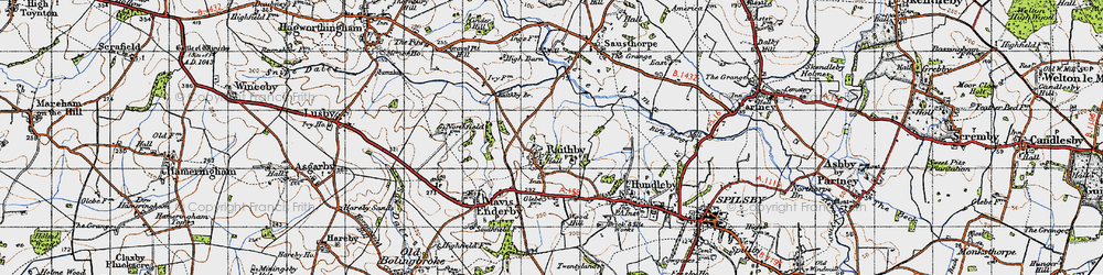 Old map of Raithby by Spilsby in 1946
