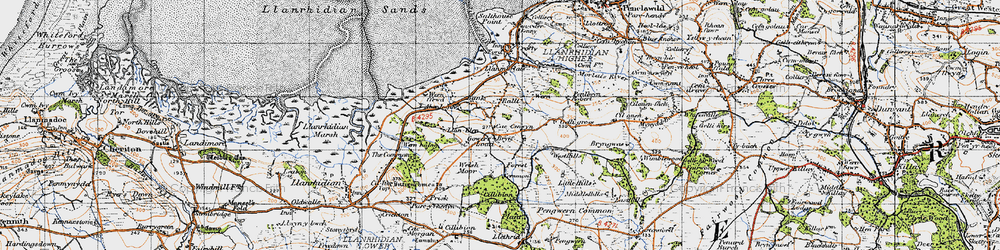 Old map of Rallt in 1947