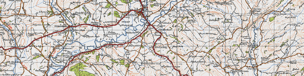 Old map of Cefn-bryn in 1947