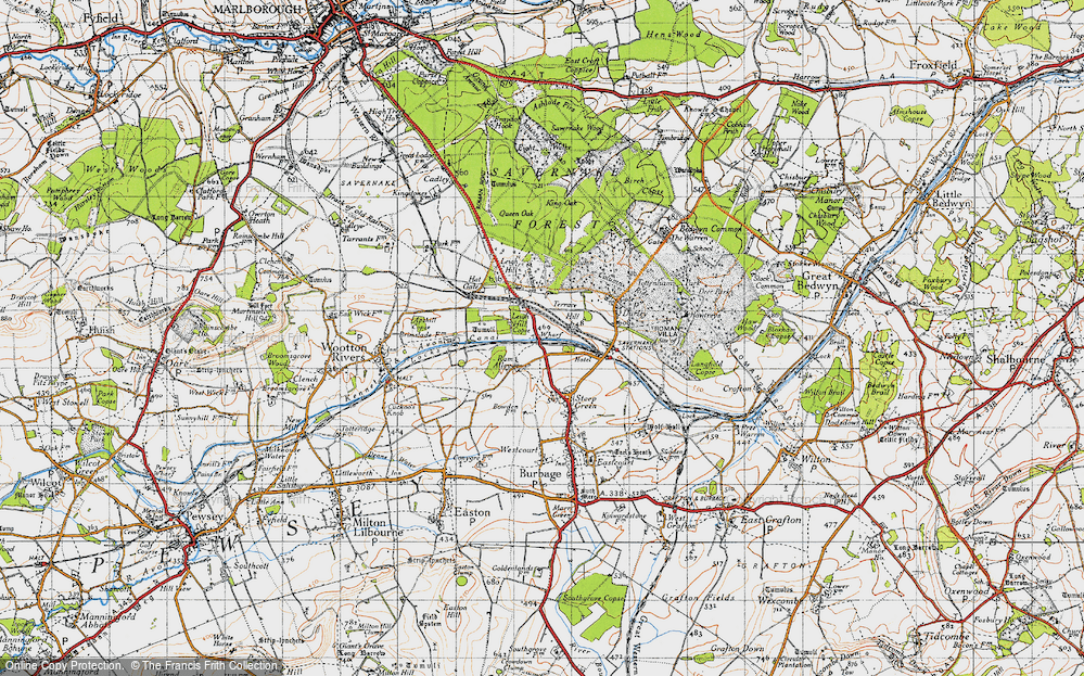 Old Map of Historic Map covering Burbage Wharf in 1940
