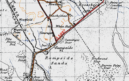 Old map of Barren Point Scar in 1947