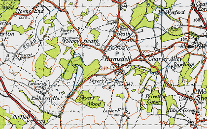 Old map of Ramsdell in 1945
