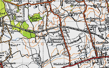 Old map of Ramsden Bellhouse in 1945