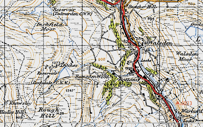 Old map of Gorpley Resr in 1947