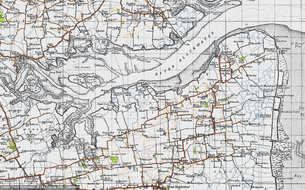 Old Map of Historic Map covering Ramsey Island in 1945
