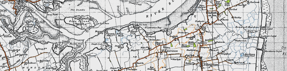 Old map of Ramsey Island in 1945