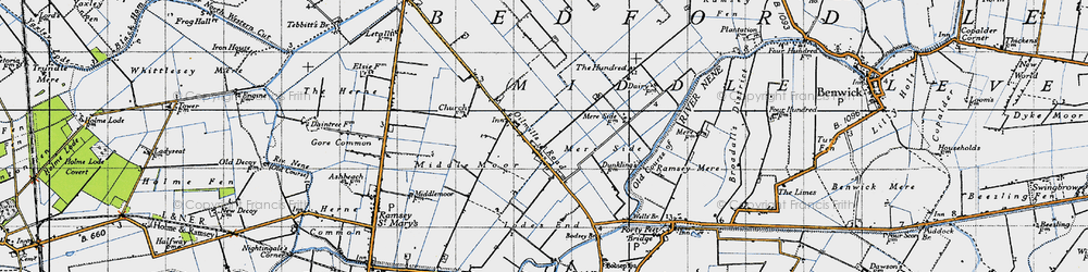 Old map of Ramsey Mereside in 1946