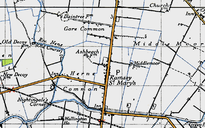 Old map of Ramsey St Mary's in 1946