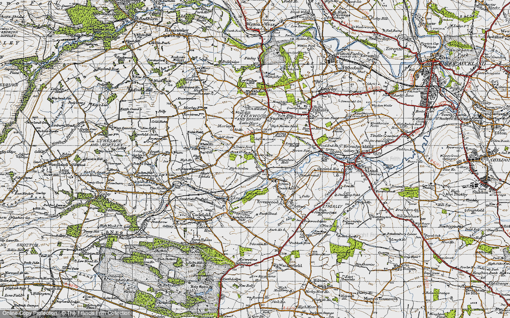 Old Map of Ramshaw, 1947 in 1947
