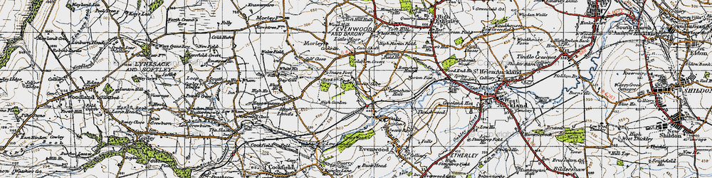 Old map of Ramshaw in 1947
