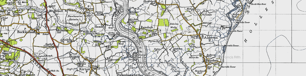 Old map of Alderton Ho in 1946