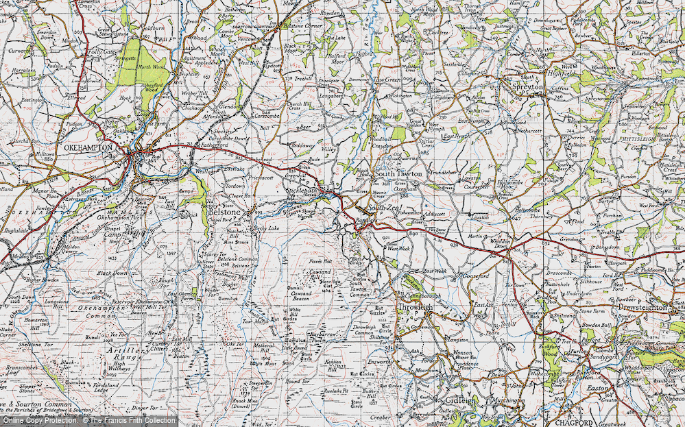 Old Map of Historic Map covering White Hill in 1946