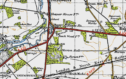 Old map of Ranby in 1947