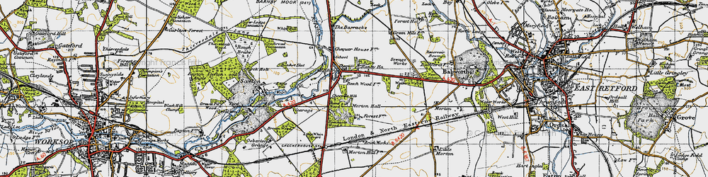 Old map of Ranby in 1947